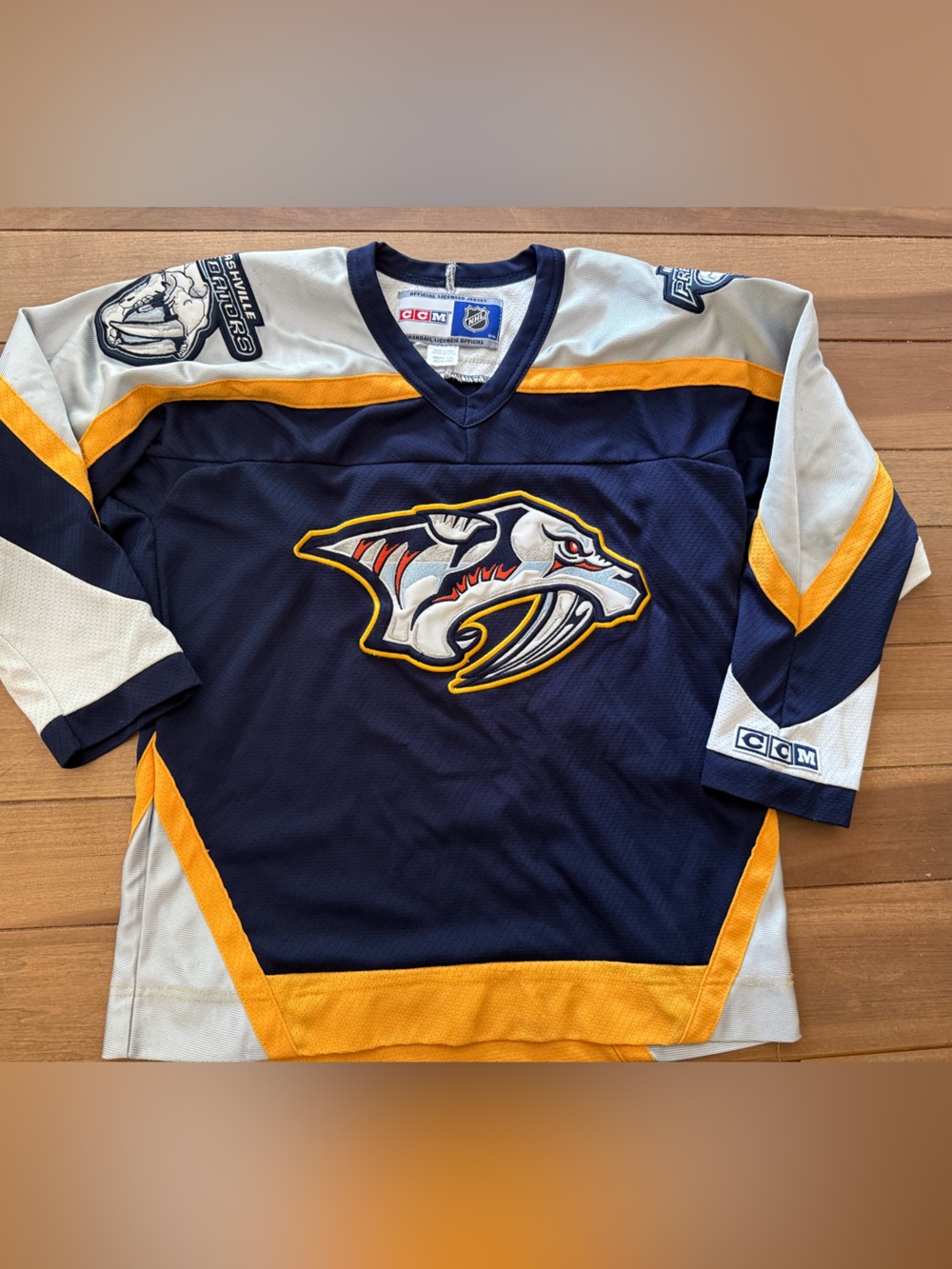 Predators NHL CCM Navy and Gold Licensed Hockey Jersey Collar Tag